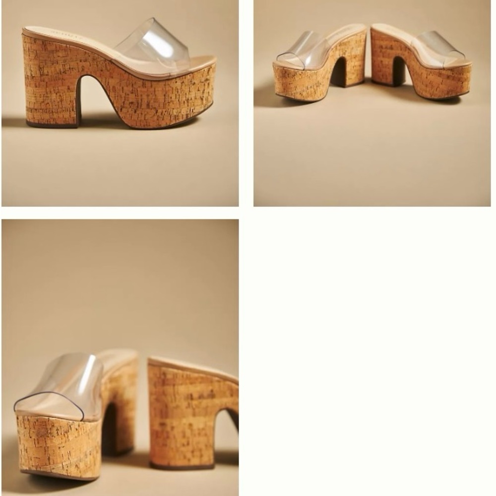 SCHUTZ Clear and Cork Platform Shoes